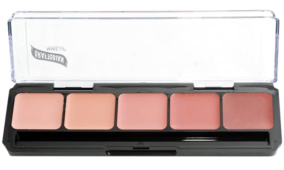 Graftobian HD Glamour Creme Foundation Palette (Blush) - High Definition 5 Color Makeup Palette, Cream Based Foundation Pink and Red Blush Palette for Cheeks, Full Coverage - For All Skin Shades