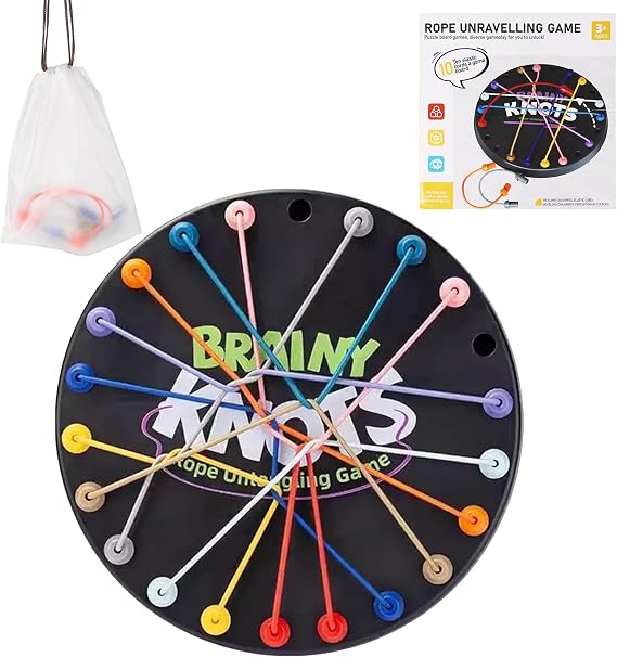 Brainy Knots Puzzle Game - Twisted Rope Brain Strategy Rope Challenge Toy, Interactive Strategic Knot Untying Toy, Board Games Puzzle Games Kids for Family Gathering, Gifts for Kids