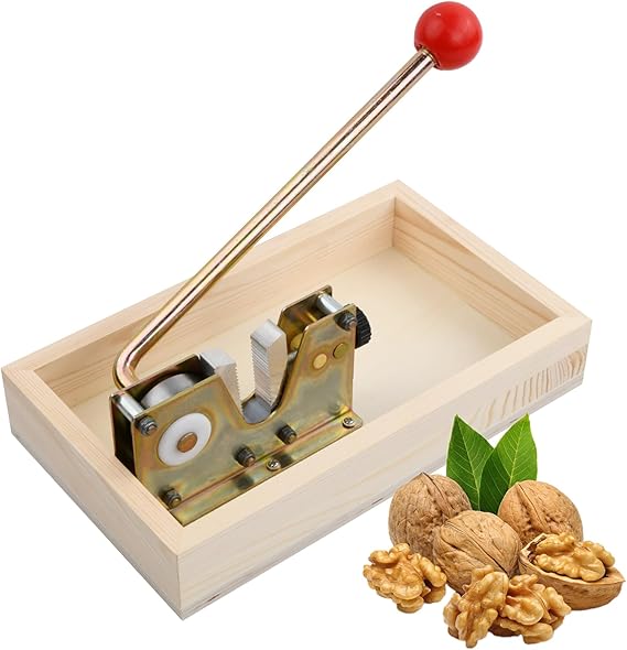 Heavy Duty Nut Cracker for All Nuts Manual Nutcracker with Wooden Base, Effort Saving Nut Breaking Machine for Easy & Clean Opening Pecans Almonds Hazelnuts Brazil Nuts Macadamia Chestnut Black Walnut