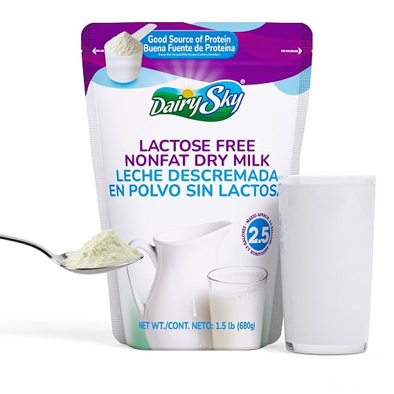 DairySky Lactose Free Milk Powder 24 Oz - Non GMO Fat Free Powdered Milk for Baking & Coffee, Kosher with Protein & Calcium, Great Substitute for Liquid Milk, RBST Hormone Free - 1 Pack
