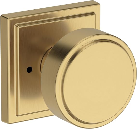 Baldwin PV.VAS.SSR Vashon Privacy Door Knob Set with Stepped Square Rose from the Reserve Collection