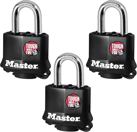 Master Lock Asma Kilit 311TRI Anahtarlı, Siyah, 3 Adet