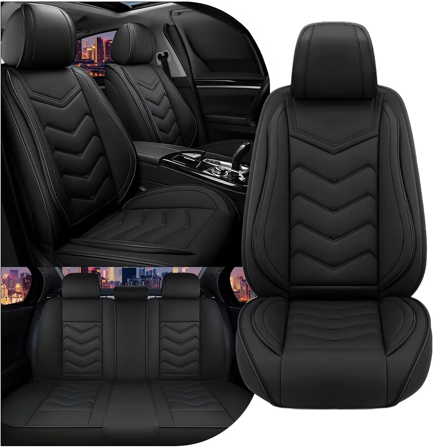 Car Seat Covers for Audi Q5 2009-2025, Stylish Sport Seat Cover, Premium Nappa Leather Car Seat Cover. Automobile Seat Covers Sets.Standard 5 SeatsPure Black