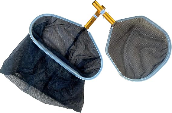 Pool Skimmer & Leaf Rake Kit - Fine Mesh - 20 in - Aluminum | 2 Piece Set, Black, Alloy Frames, ABS Edge Guard, Stainless Steel Hardware, Universal Pole Fit, Aboveground And Inground Use