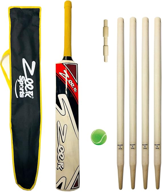 Complete Junior Cricket BAT KIT for Kids Age 8-14 Years Kashmir Willow BAT + WICKETS