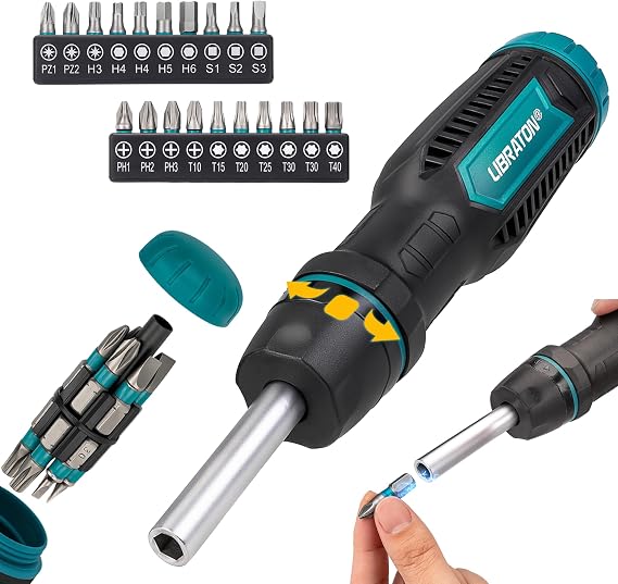 LIBRATON Ratcheting Screwdriver Set, 33-In-1 Magnetic Screwdriver Set