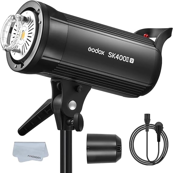 GODOX SK400II-V (New Upgrade) 400Ws Bowens Mount Photo Studio 2.4GHz GN65 Built-in LED Modeling Lamp 5600200K Strobe Light Photography Lamp for Product/Wedding/Portrait