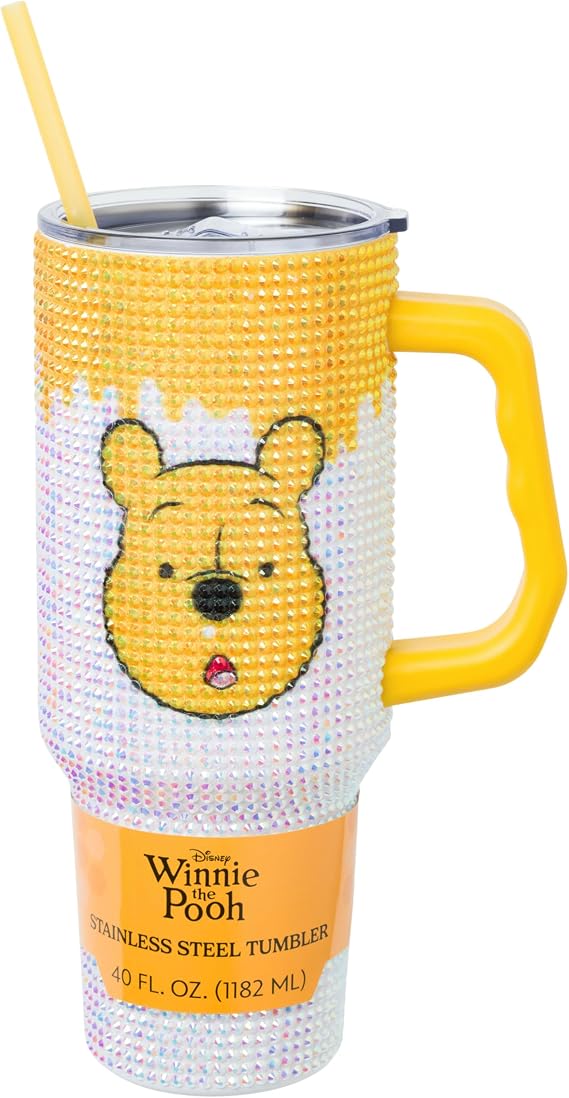 Silver Buffalo Winnie the Pooh Rhinestone, Stainless Steel Tumbler, 40oz