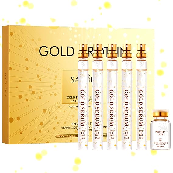 Silk Protein Thread Lifting Set, Collagen Serum with Soluble Protein Silk and Nano Gold Essence, Absorbable Collagen Thread for Face Lift, Smoothes Fine Lines (With 1 x Protein Thread)