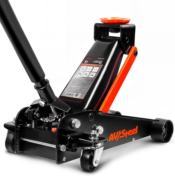 3 Ton Floor Jack (6000 lbs), Single Piston Steel Hydraulic Floor Jack, Lift Range 5.5" to 18.5", Fits Cars, SUVs & Standard Trucks - Not for Lifted Vehicles or Heavy-Duty Trucks