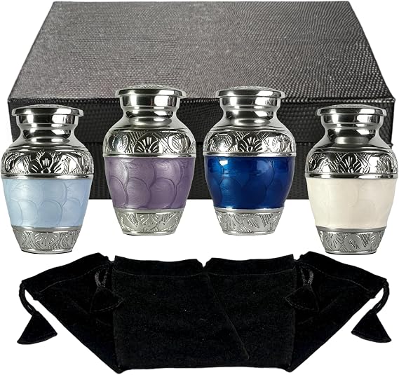 Small Urns for Human Ashes Keepsake Mini Urns for Ashes Handcrafted Keepsake Urns Mixed Colors Set of 4 Elegant Memorial Ash Holders