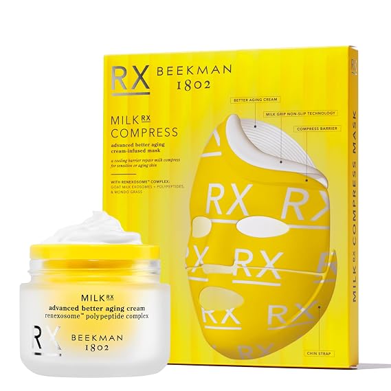 Beekman 1802 Milk RX Advanced Better Aging Skincare Bundle Face Cream & Sheet Mask Helps Support Firm-Looking Skin Fragrance Free