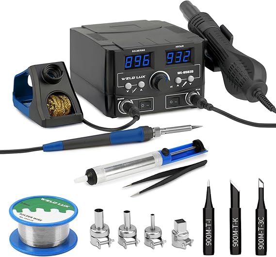 820W Digital Soldering Station Kit - 2 In 1 Hot Air Rework Station Soldering Iron with Hot Air Gun, F /C, Hot Cold Air Switching, Temperature Correction & Sleep Function Upgraded (Blue)