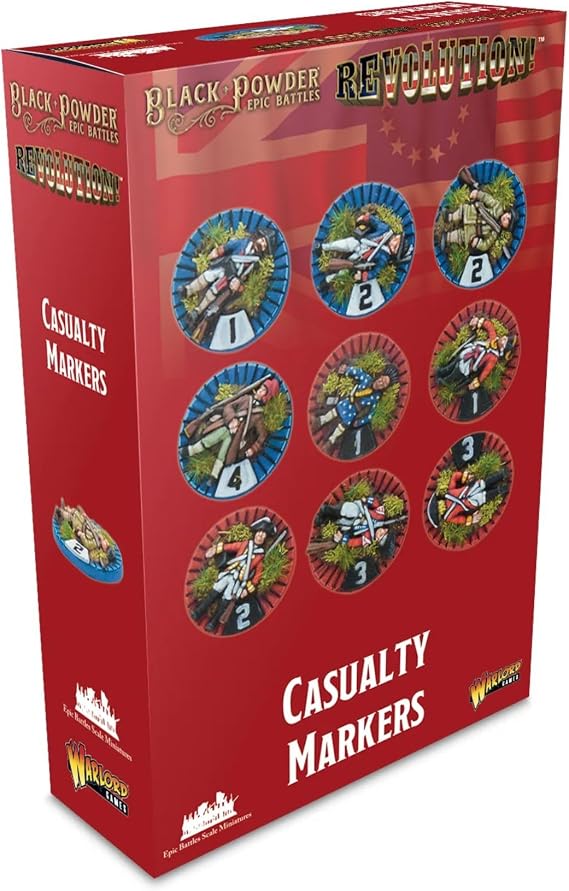 Warlord Black Powder Revolution Casualty Markers - Epic Scale 13-15mm Miniature Counters for use with Epic Battles Game, Accessories for American Battle Games - 1:56 Scale Table Top Wargaming