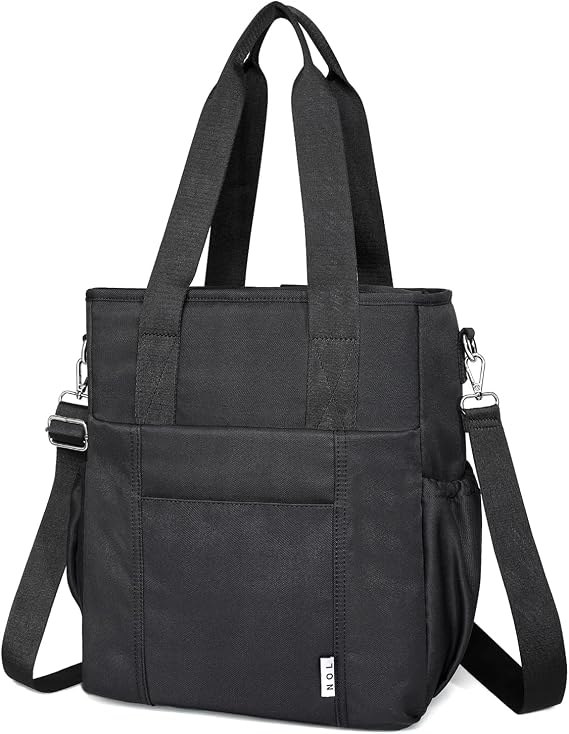 NOL Insulated Lunch Bag for Women, Large Spacious Lunch Tote Bag With Removable Adjustable Shoulder Strap with Multi Pockets,Leakproof Cooler Bag,Lightweight Nylon Waterproof Lunch Box For Work,Black
