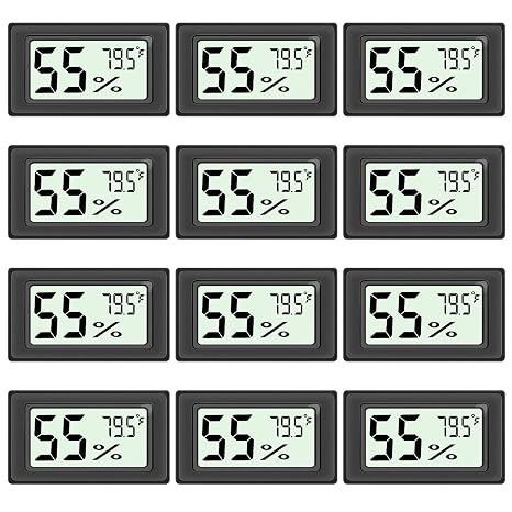 12-Pack Mini Hygrometer Indoor Humidity Meter, Highly Accurate Digital Thermometer Humidity Gauge Meter, Indoor Thermometer Hygrometer Monitor Fahrenheit (F) for Humidors