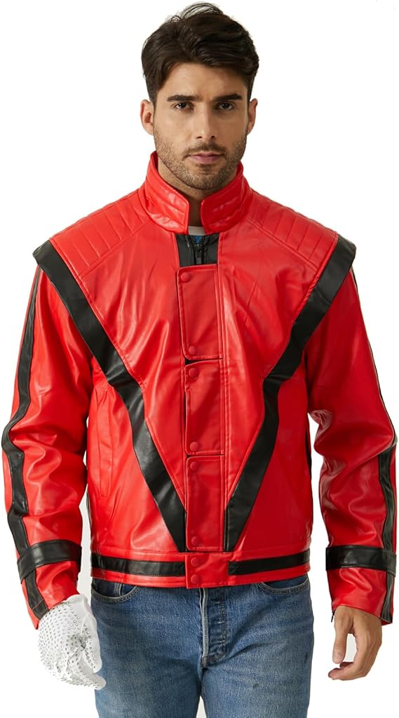 Red and black leather jacket Michael Jackson Performance Cosplay. US Size: Medium Color: Red