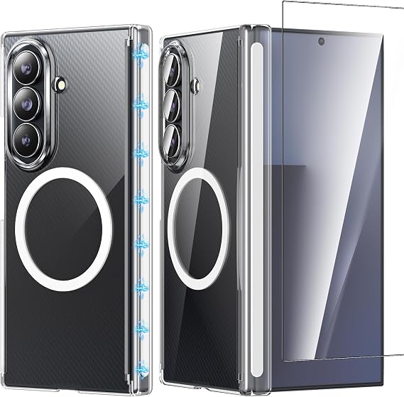 Foluu Clear Magnetic Case for Samsung Galaxy Z Trifold, with Front Tempered Glass Screen Protector, [Compatible with Magsafe] Magnetic Hinge Protection Hard PC Back Bumper Cover for Z Trifold