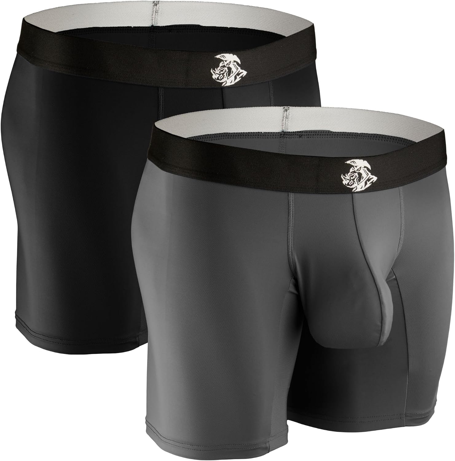 Real Men Athletic Underwear with Support Pouch - 1, 3 or 4 Pack 6, 7 and 9in Nylon Briefs - ABCD Pouch - XS-5XL, 2pk 7in Black/Gray, XL