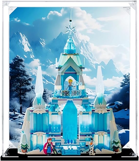 Acrylic Display Case for Lego 43244 Ice Palace Building Set Dustproof Display Box & Showcase,, Display Box Compatible with Lego 43244 -Only Display case (Back Spray 1)