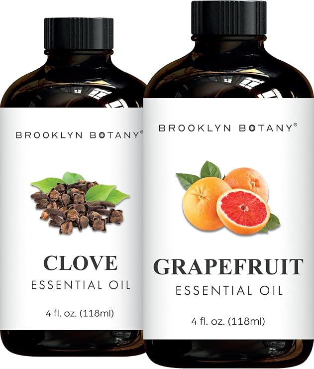 Brooklyn Botany Clove & Grapefruit Essential Oils 4 Fl Oz (Pack of 2) 100% Pure & Natural Uplifting & Spicy Citrus Aromatherapy Blend