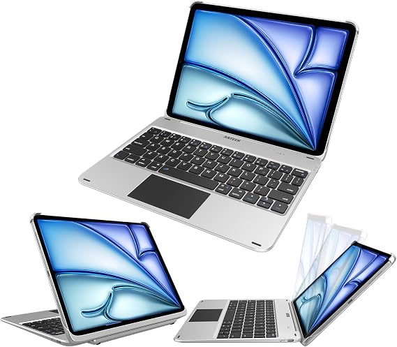 Arteck iPad Air 11-inch Keyboard Case with Trackpad, Bluetooth Keyboard with Folio Full Protection Case and Touchpad for Apple iPad Air 11 M4/M3/M2 (2026/2025/2024), Air 5/Air 4