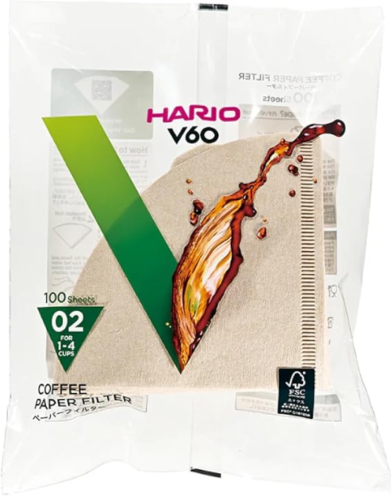 Hario V60 02 Dripper Filter Natural (100 pieces)