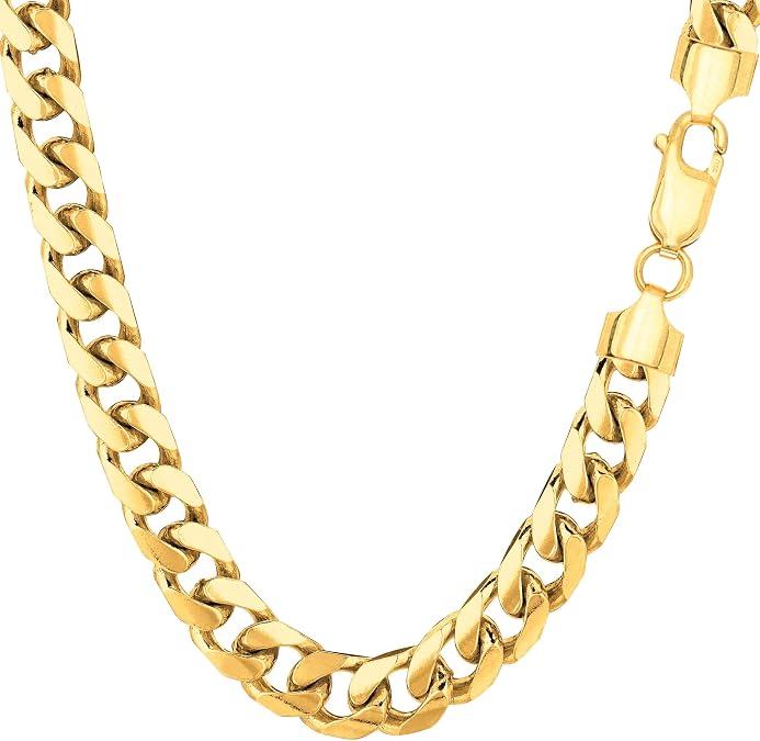 Jewelry Affairs 14k Yellow Real Solid Gold Miami Cuban Link Chain Mens Bracelet, 6.2mm, 8.5"