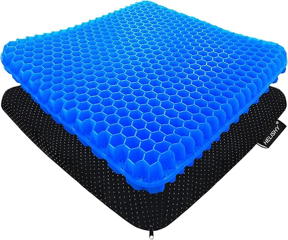 Gel Seat Cushion for Long Sitting - 1.65inch Double Thick Cooling Egg Cushion for Back, Hip, Sciatica, Coccyx, Tailbone Pain Relief - Office Chair Car Seat Cushion Wheelchair Cushions