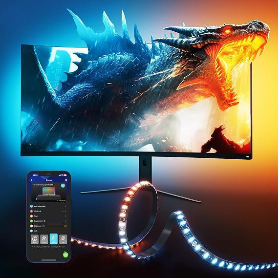 Govee Gaming Light for Monitor G1, RGBIC LED Backlight for 27-34 Inch PC