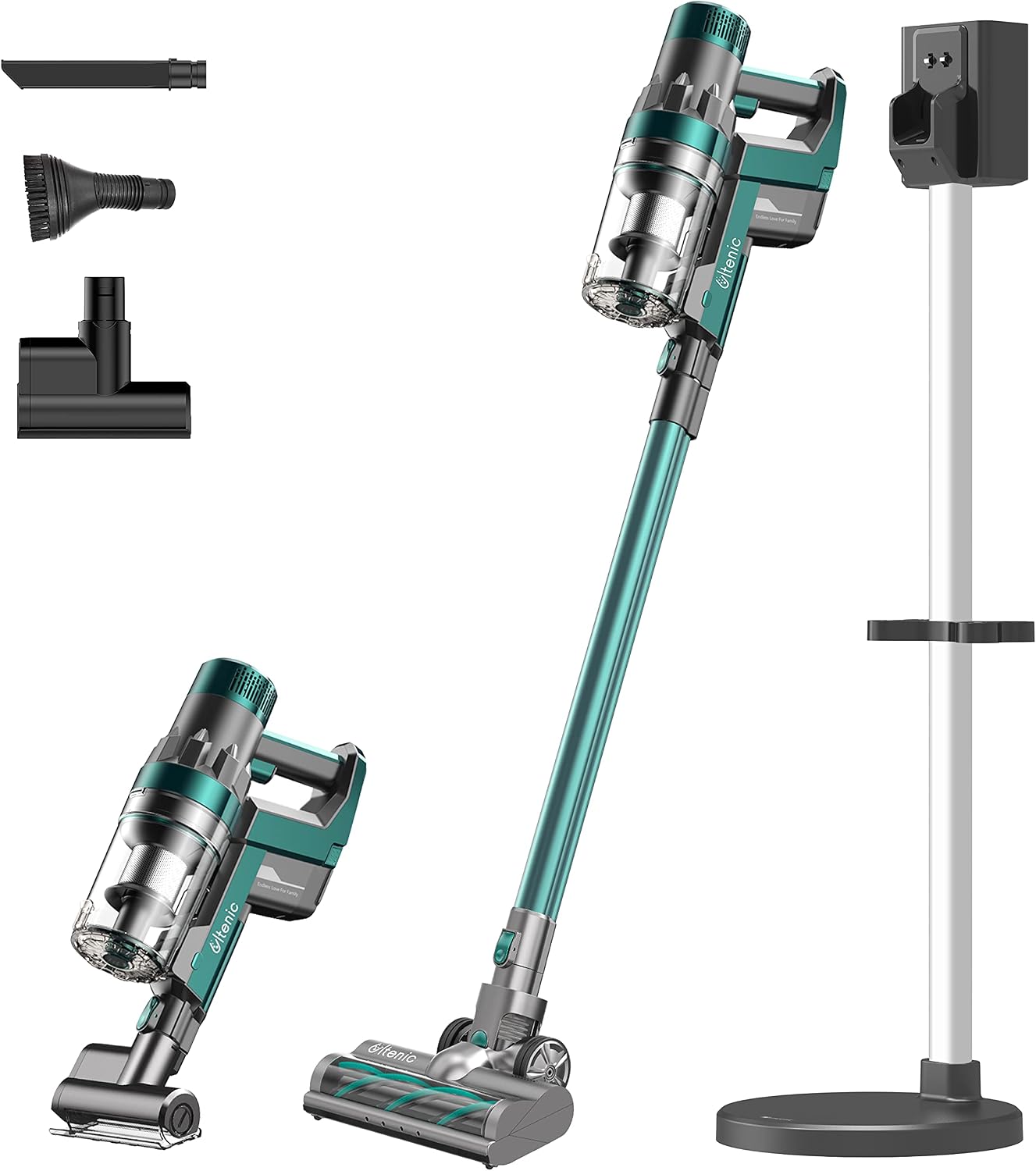 Ultenic U11 Cordless Vacuum Cleaner, 25kPa, 4 in 1 Hoover with Self-stand Bracket, LED Touch Screen, Rechargeable Battery, 3 Adjustable Modes, 55Mins Runtime, for Hard Floor Pet Hair Carpet Car