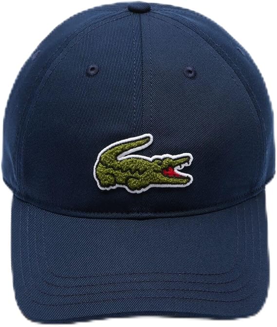 Lacoste Unisex Contrast Strap and Oversized Crocodile Cotton Cap