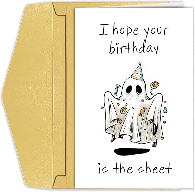 Funny Halloween Birthday Card, Cute Ghost Birthday Card, October Birthday Card for Him Her, I Hope Your Birthday Is The Sheet