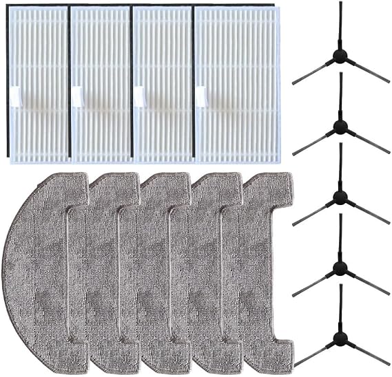 Vacuum Replacement Kit for BPMIO B15 B15 Plus 4 Filters, 5 Mop Cloths, 6 Side Brushes for Effective Cleaning