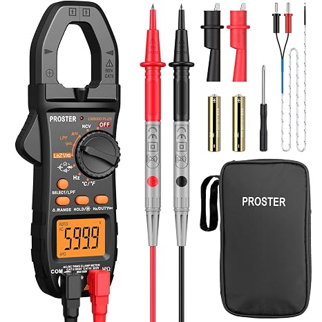 Proster Digital Clamp Meter 6000Count 800A AC/DC Current LPF LOZ Multimeter