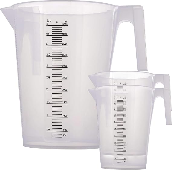TCP Global 5 Liter (5000ml) Plastic Graduated Measuring and Mixing