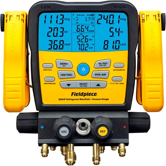 Fieldpiece SM482V Wireless 4-Port SMAN Refrigerant Manifold with Vacuum Gauge Air Conditioning/Refrigerant Digital Gauges for HVAC & Refrigeration | With Vacuum Gauge Air Conditioning/Refrigerant Digital Gauges for HVAC & Refrigeration