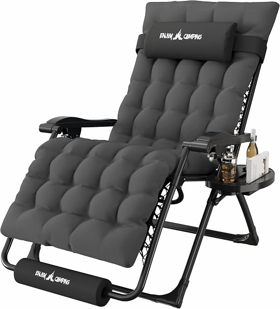 Oversized Zero Gravity Chair Folding Patio Reclining Padded Lounge Chairs