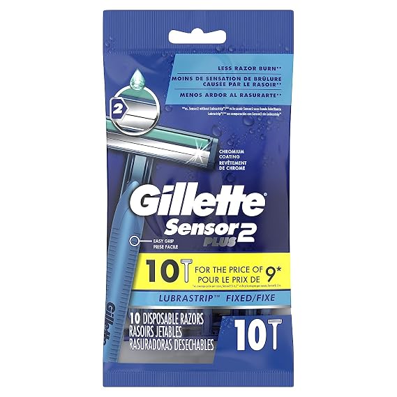 Gillette Sensor2 Plus Men's Disposable Razors, 10Count