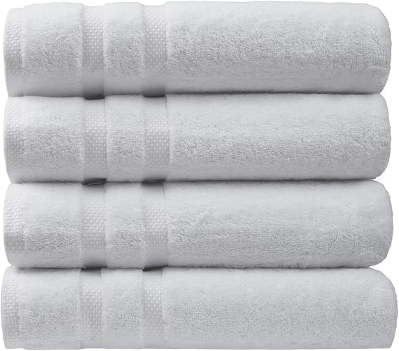 SOFE H&L | Olea Luxury Cotton Turkish Bath Towels Set of 4 White | Premium, Soft, Durable, Absorbent | Hotel Quality Plush Towels and Thick Towel Sets