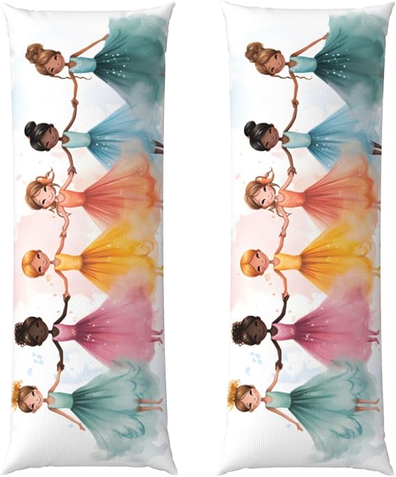 Colorful Girls Body Pillowcase, Princess Body Pillow Case Cover with Zipper Soft Body Pillow Cover Long Pillowcases 20x60 Inch