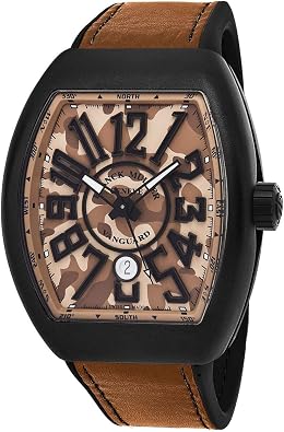 Franck Muller Vanguard Mens Automatic Date Beige Camouflage Face Beige/Black Rubber Strap Watch V 45 SC DT Camouflage TTNRMC.SB