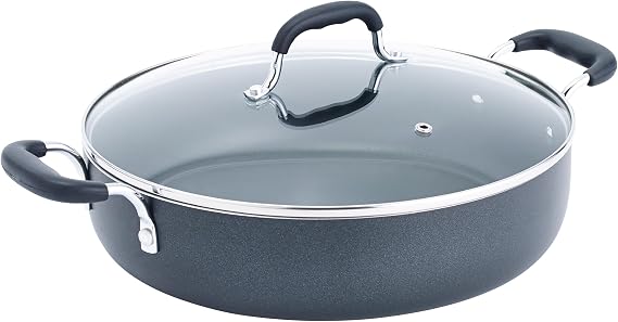 T-fal Specialty Nonstick 5 Qt Stock Pot with Lid Soup Pot, 5 Quart Casserole with Lid, Easy to Clean Non Stick Cooking Pot Cookware, Dark Blue