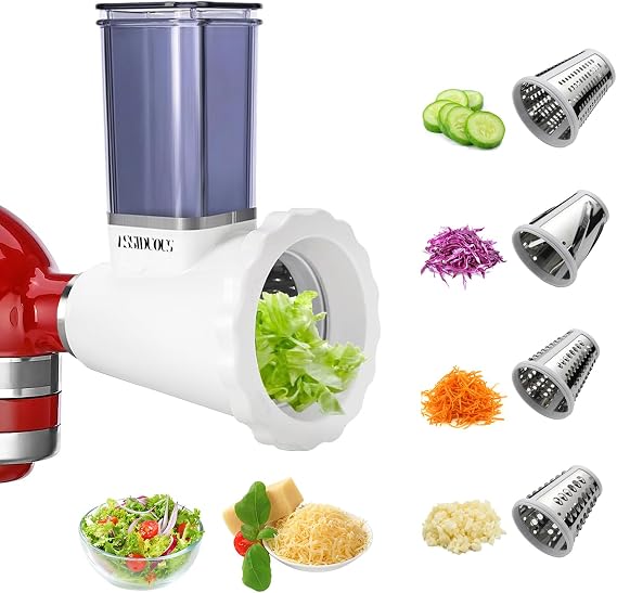 Slicer Shredder Attachment for KitchenAid Stand Mixer, Cheese Grater, All-Purpose Slicer, Vegetable Cutter, Fruit Cutter, Salad Preparer Attachment