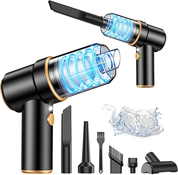 KMM Handheld Car Vacuum Cleaner, 9000PA Vacuum Cleaner & Air Duster, 120W High Power Vacuum Portable Cordless, Hand Held Vacuum Rechargeable with Multi-Nozzles & LED Light for Home, Car, Office