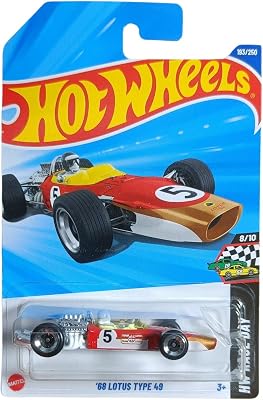 unbox HW Lotus Type 49 1:64 Diecast Model Designed by Series 810, Red and White, 193250 68 Lotus Type 49