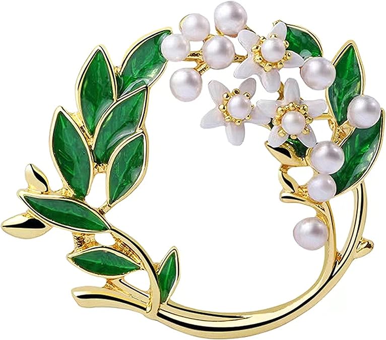 green leaves gardenia flower brooch pins for women fashion brooches pins