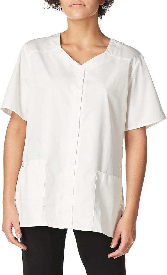 WINK WonderWORK Women's Short Sleeve Snap Front Scrub Top