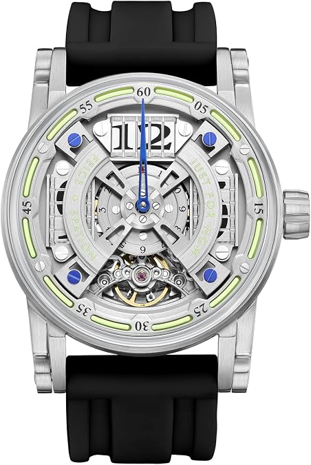 FEICE Men's Watch Luxury Big Face Auto Mechanical Wristwatch Silicone Strap | Skeleton Watch,Men's Vintage Unique Business Wristwatch,Luminous