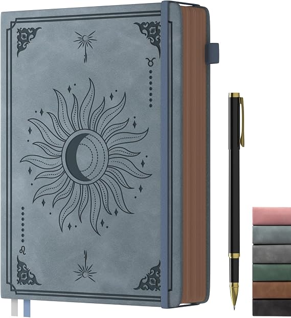 Smarpau B5 Journal Notebook, Vintage Style Hardcover Journal with Pen, Lined Journals within 366 pages 100gsm Paper, Notebook for Writing for Women Men Office School Diary, 19 x 25cm - Misty Blue